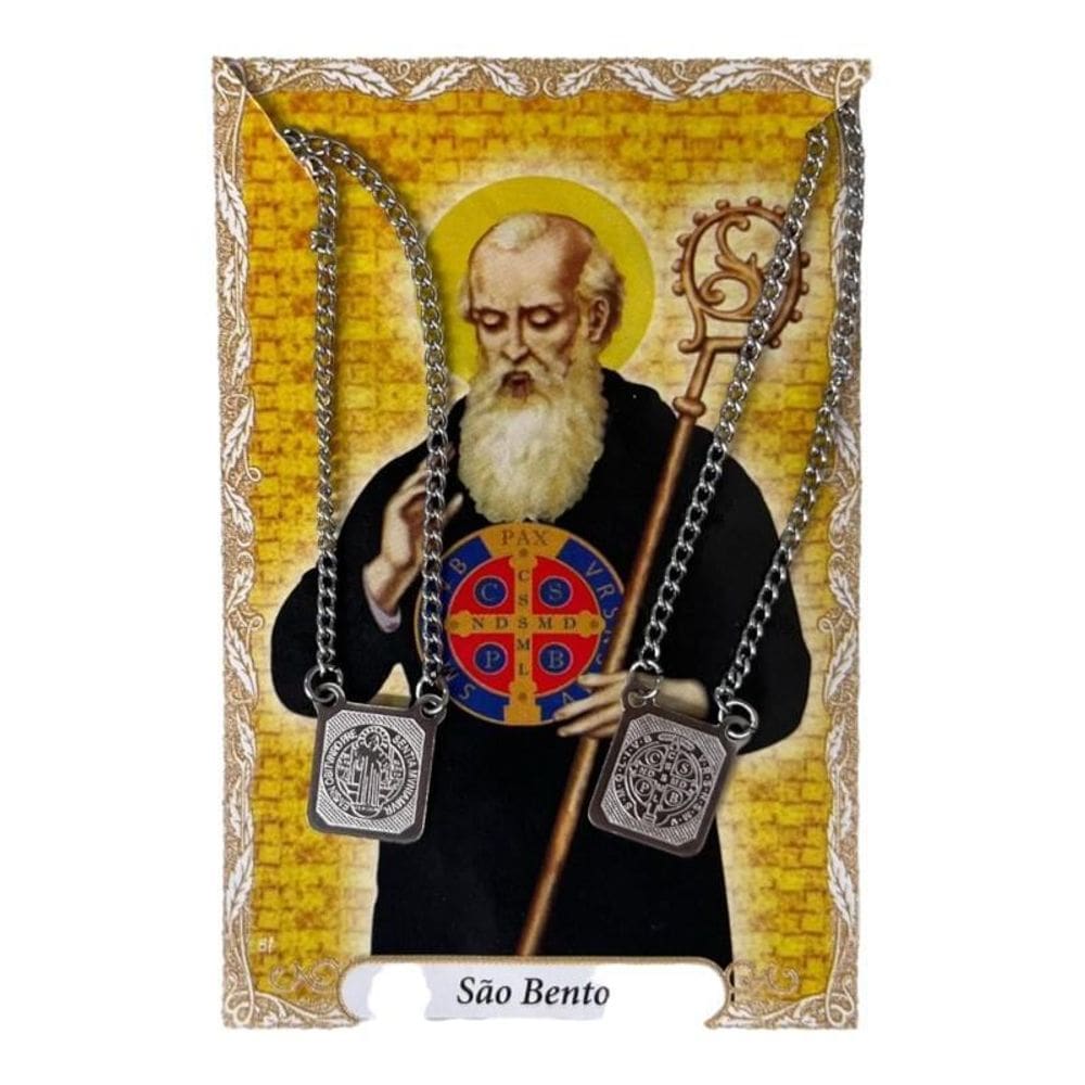 Escapulário São Bento Aço Inóx Redondo 1,2 X 32 Cm