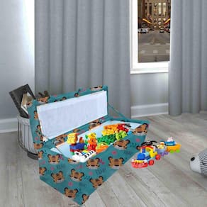 Puff Baú Infantil Guarda Brinquedos Tamanho Grande 80 Tigre