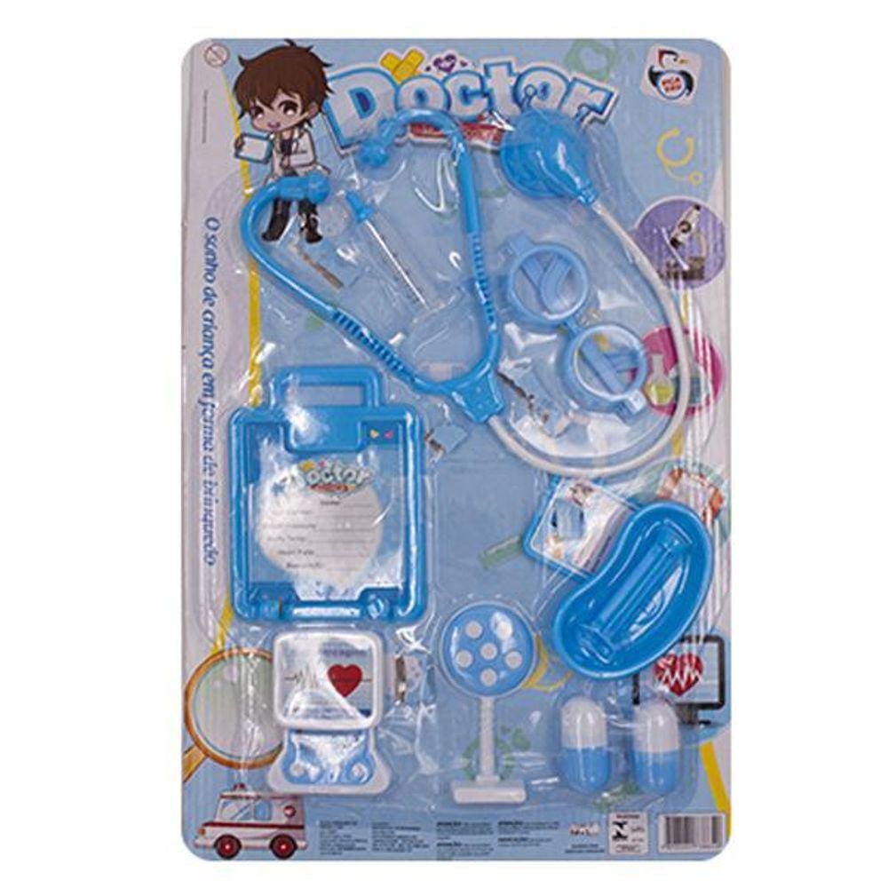 Kit Médico Brinquedo 11 Peças Meninos Azul
