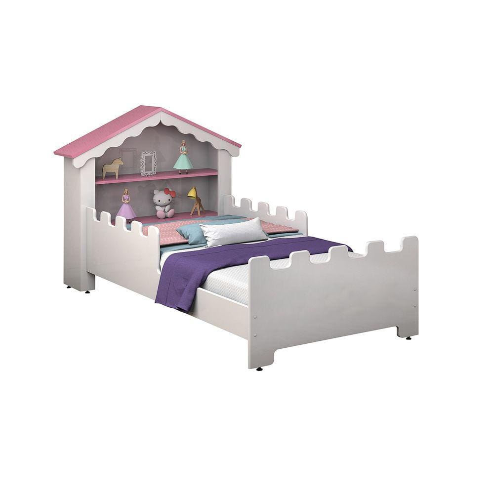 Cama Juvenil Menina Casa C/ Prateleiras Para Decoração
