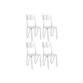 Kit 4 Cadeiras Nápoles 4c045 4 Un Cromado Courano Branco