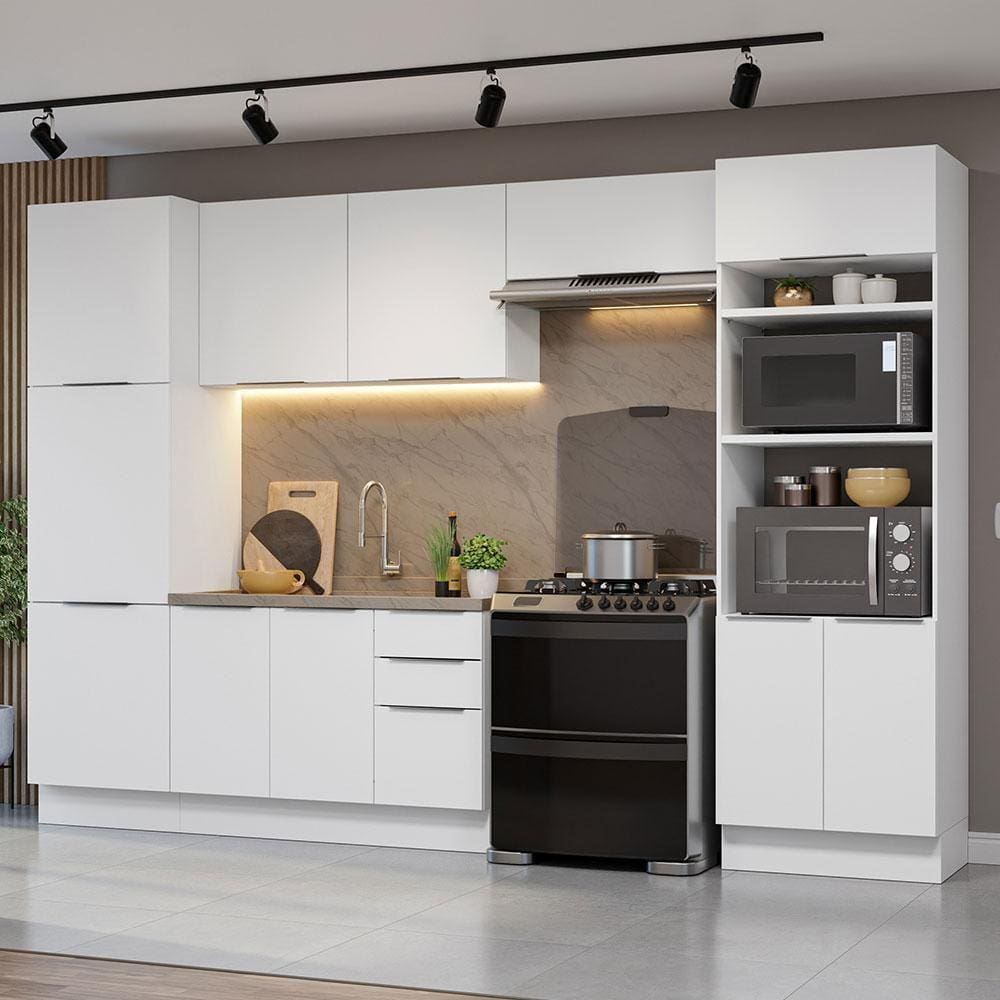 Armário de Cozinha Completa 330cm Branco Stella Madesa 02