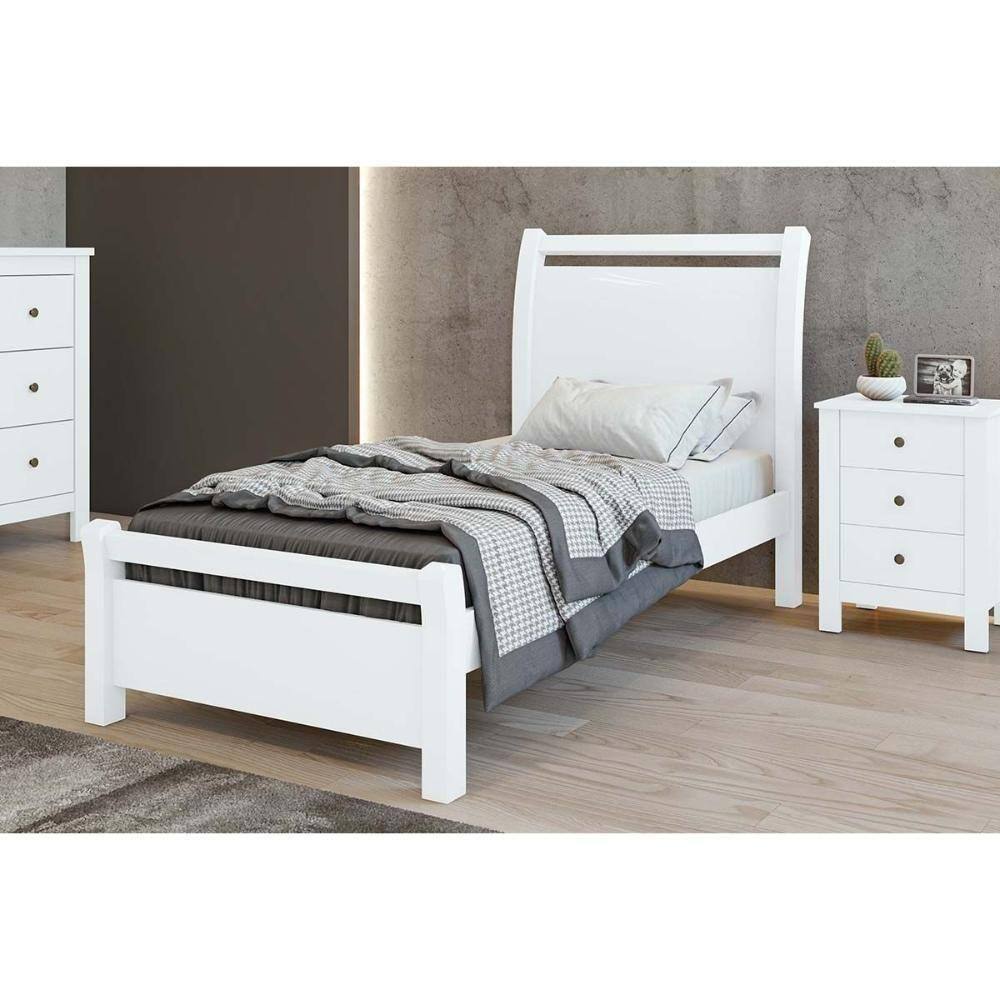 Cama Solteiro Reali Branco - Lopas