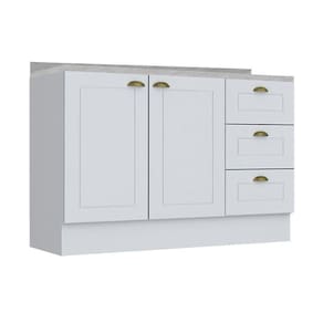 Gabinete De Cozinha Modulado Balcão Americana 2 Portas E 3 Gavetas C/tampo Branco - Henn