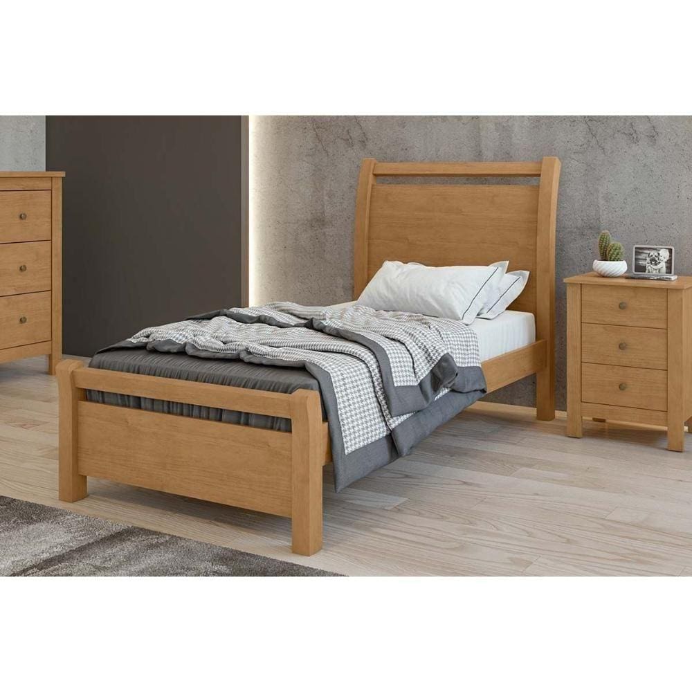 Cama Solteiro Reali Rovere/Amêndoa - Lopas