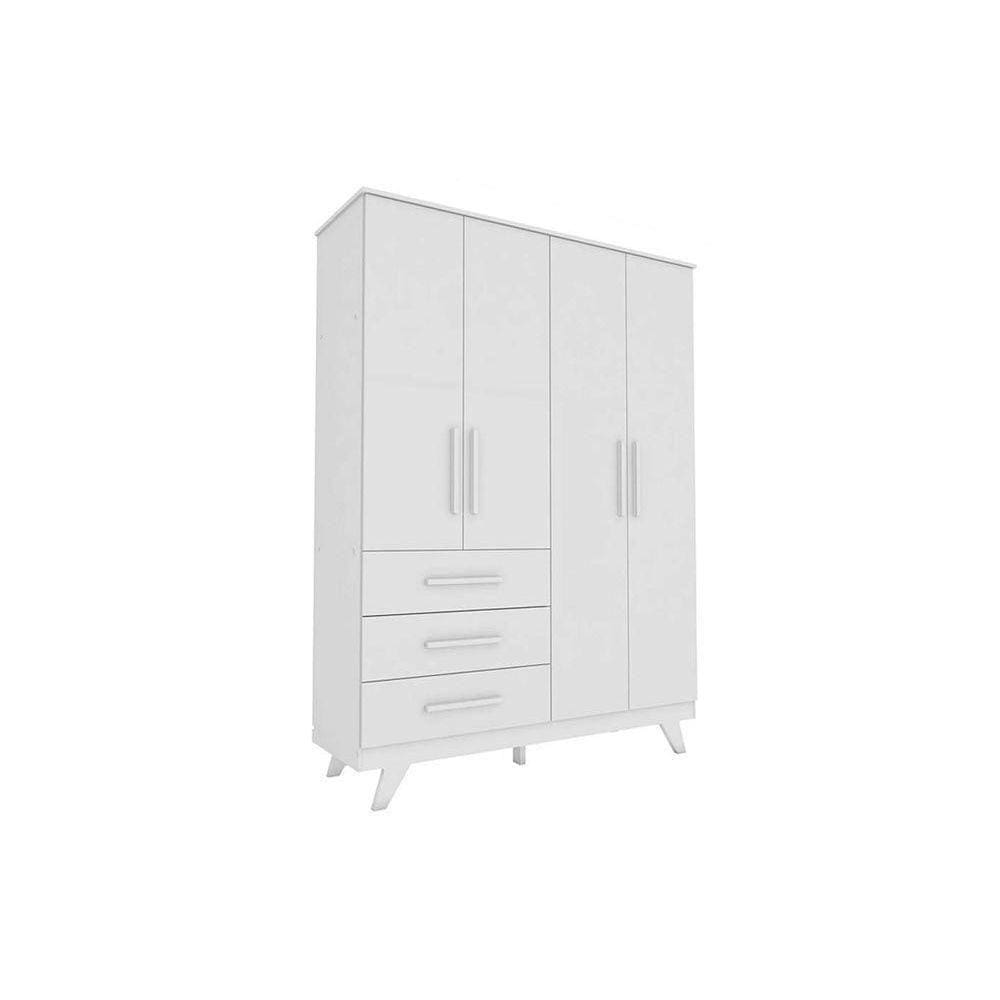 Guarda Roupa Bebê Retrô C- 4 Portas E 3 Gavetas Branco - Peroba