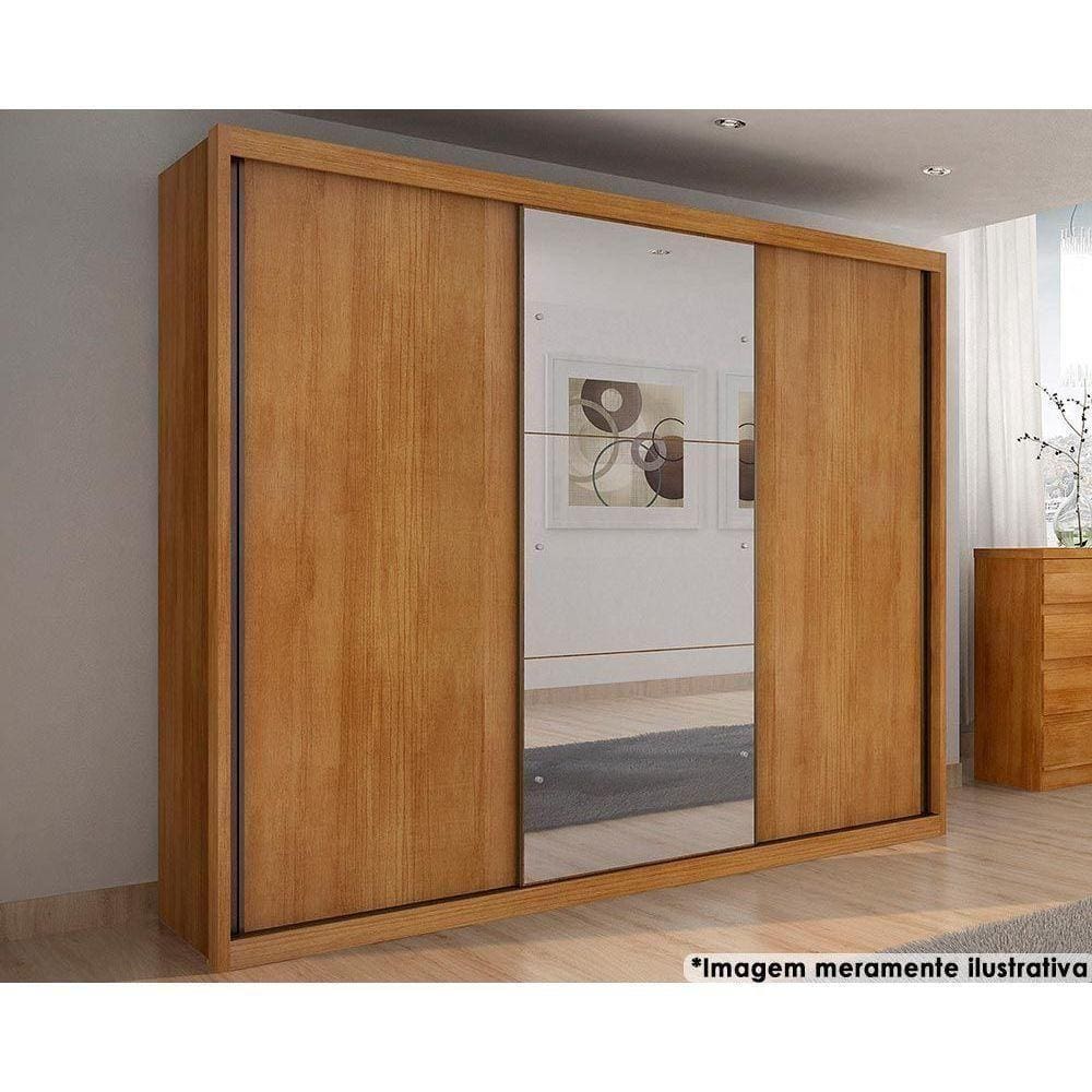 Guarda Roupas 3 Portas De Correr E 6 Gavetas C- Espelho Paradizzo Gold Cumaru - Novo Horizonte
