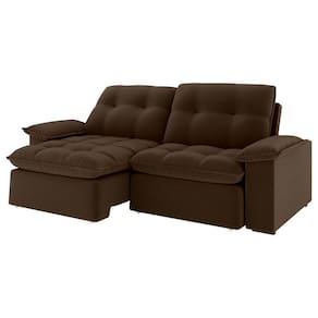 Sofá 2 Lugares Retrátil Bolívia 180 Cm Veludo Marrom Pés Tabaco - D`rossi