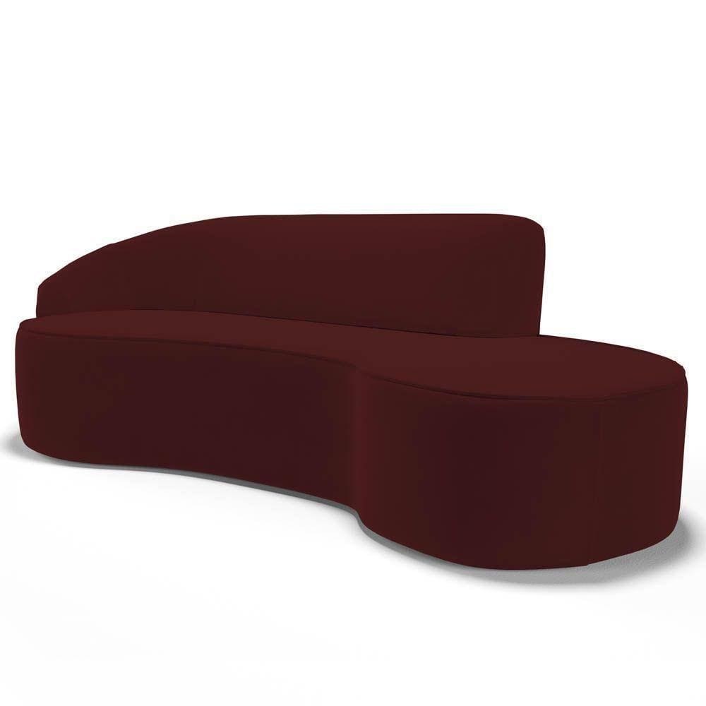 Sofá Living 2 Lugares 180Cm Braço Esquerdo Mozart D06 Veludo Vermelho - Mpozenato