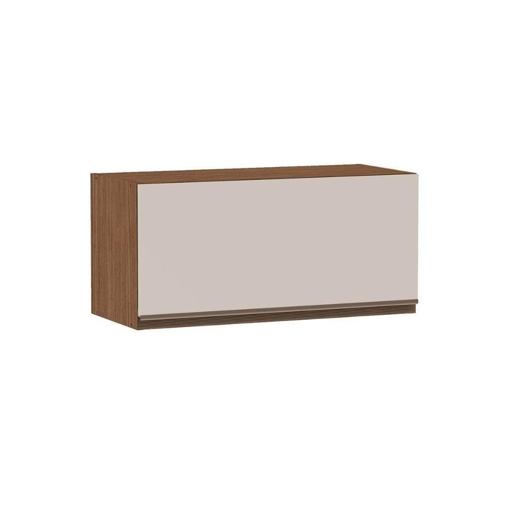 Armário De Geladeira P/ Cozinha Conecta C/ Porta Basculante Basculante Off White/ebanoGenialflex