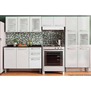 Cozinha Completa Evidence 4 Peças (2 Armários + 1 Balcão + 1 Paneleiro) C4P56 Branco - Bertolini