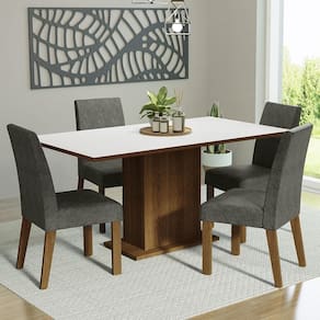 Kit Sala De Jantar Mesa 4 Cadeiras Branco Madesa Branco