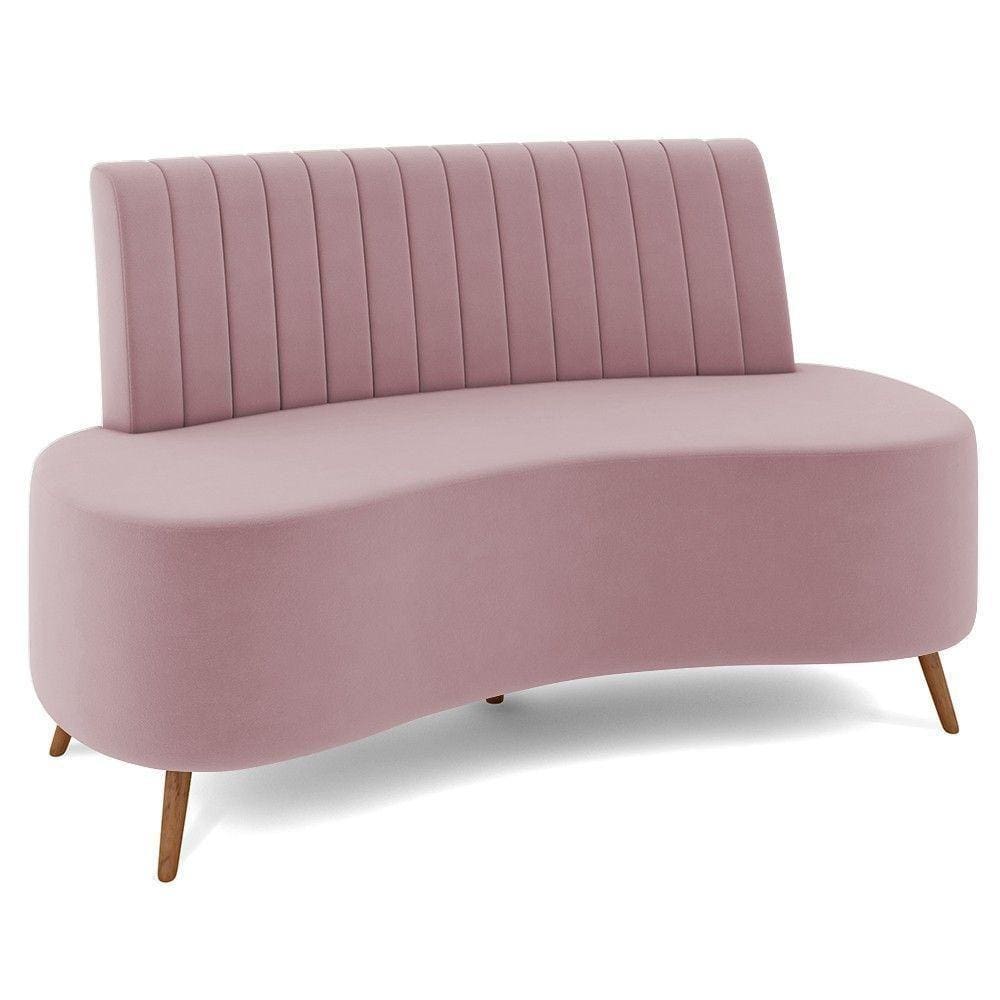 Sofá 2 Lugares Para Sala Living 160cm Pés Palito Tamar K04 Veludo Rosê - Mpozenato