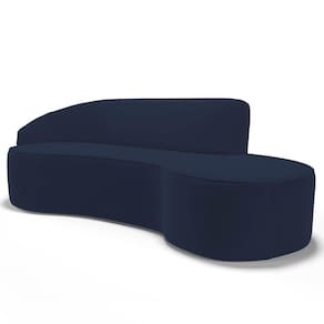 Sofá Living 2 Lugares 180Cm Braço Esquerdo Mozart D06 Veludo Azul - Mpozenato
