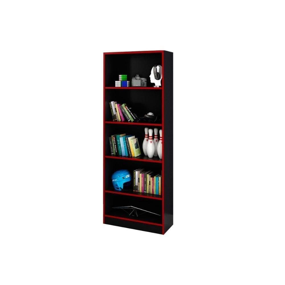 Estante Infantil Me4141 C/ 4 Prateleiras Preto/vermelho - Tecno Mobili