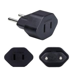 60 Adaptador 2 Pinos 10a Chato Americano para Redondo Adp2-22 Preto Margirius