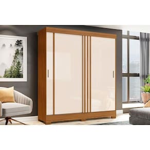 Guarda Roupas 2 Portas De Correr Deslizantes E 2 Gavetas Briz B353 Nature-cinza-off White - Henn
