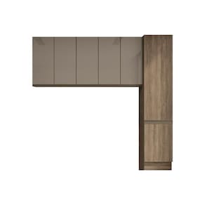 Cozinha Compacta Maxxi 3 Peças (2 Armários + 1 Paneleiro) Cpt38 Nogal - Kappesberg