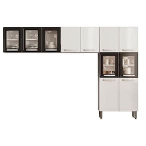 Cozinha Compacta Evidence 3 Peças (2 Armários + 1 Paneleiro) Cpt53 Branco/Preto - Bertolini