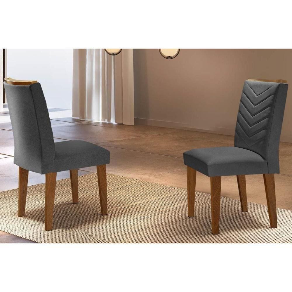 Kit 2 Cadeiras Londrina Imbuia Grafite