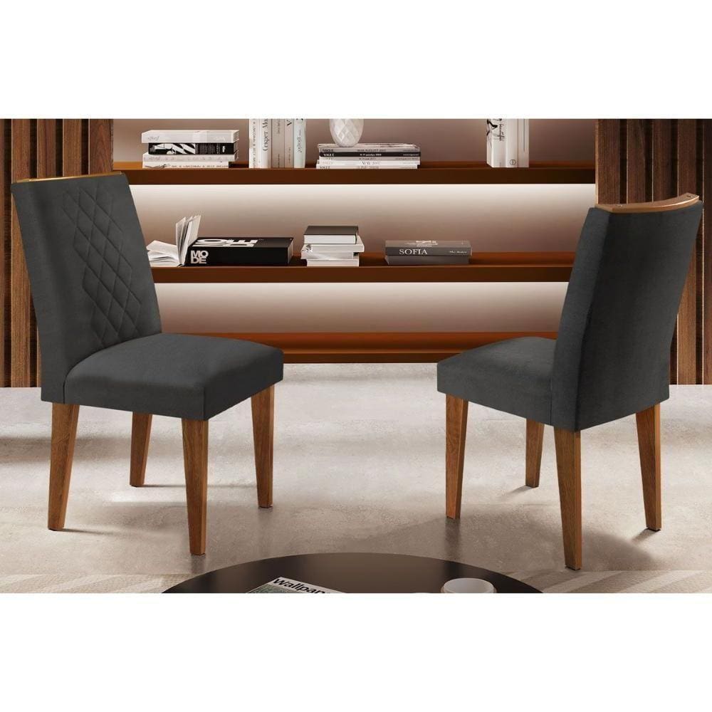 Kit 2 Cadeiras Imbuia Grafite