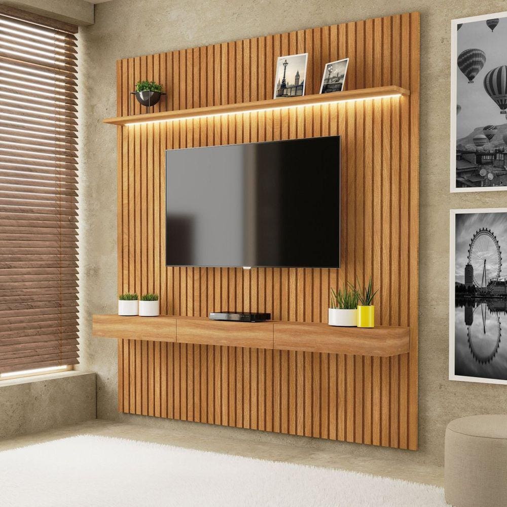 Painel Home para TV até 75 Polegadas185cm com Led Evolution Carvalho Oro