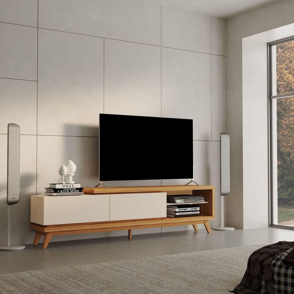 Rack para TV`s até 75 Polegadas Nobre 180cm 2 Gavetas Carvalho Oro/Off-White