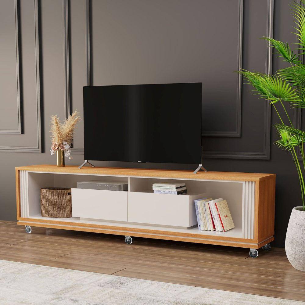 Rack para TV`s até 75 Polegadas Attuale 180cm 2 Gavetas Carvalho Oro/Off-White