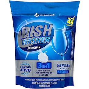 Sabão Para Lavar Louças 3x1 Com 48 Pastilhas Dish Washer