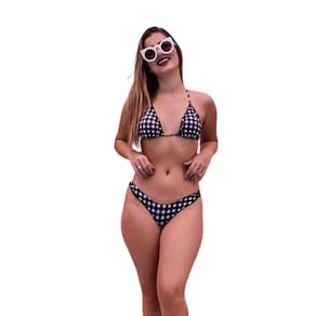 Biquíni Cortininha Quadriculado, Calcinha Empina Bumbum.