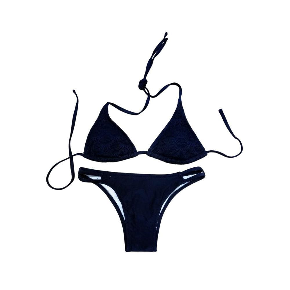 Biquíni Cortininha Rendado Com Calcinha Com 2 Tiras