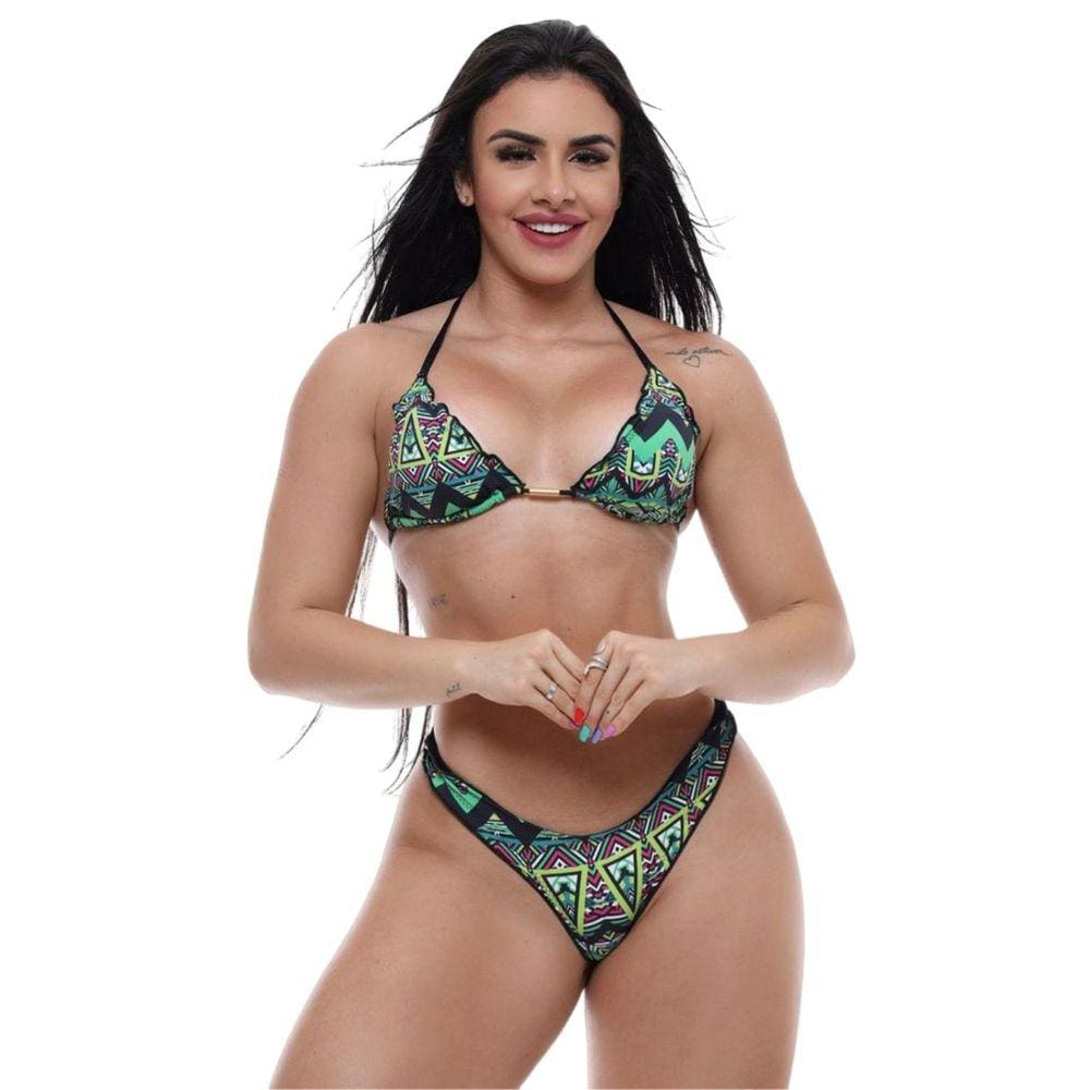 Biquíni Feminino Cortininha Com Calcinha Empina Bumbum