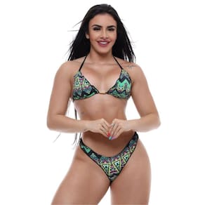 Biquíni Feminino Cortininha Com  Calcinha Empina Bumbum