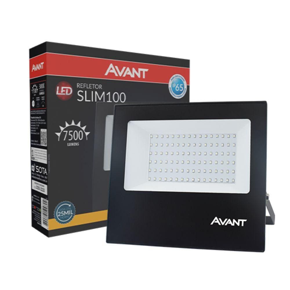 Refletor Led Avant 100W 3000K Bivolt Preto
