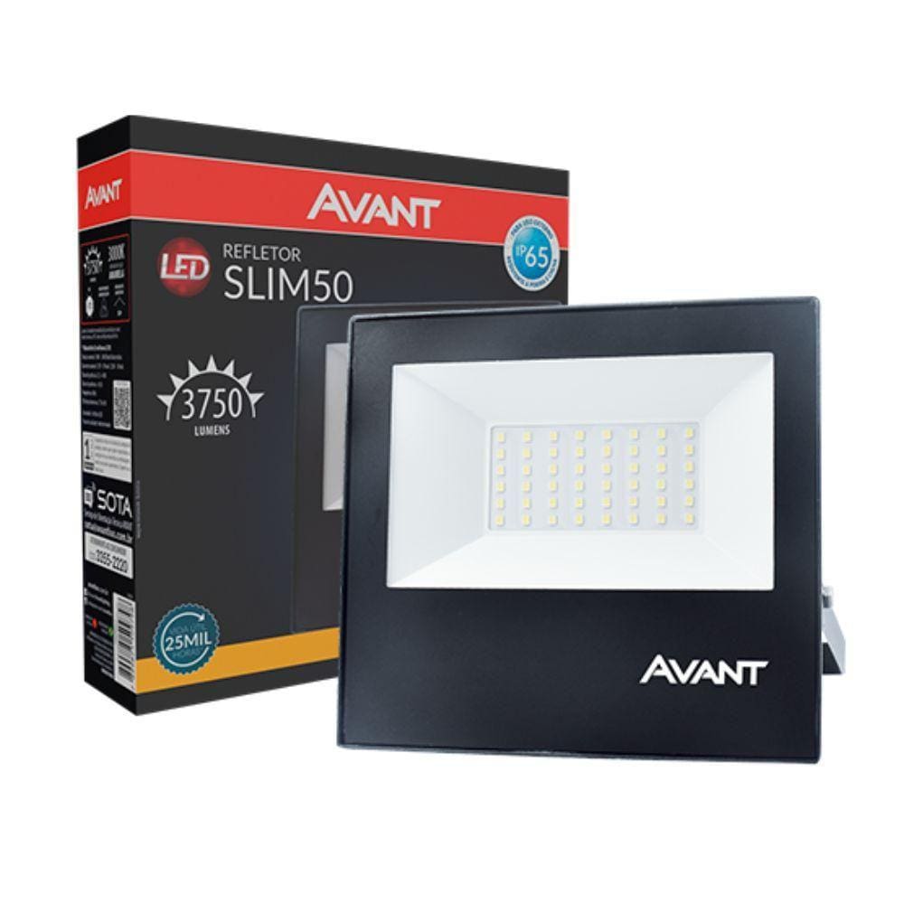 Refletor Led Avant 50W 3000K Bivolt Preto
