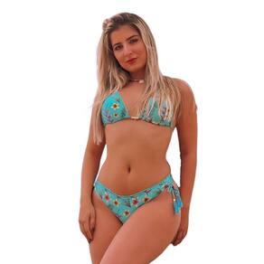 Biquíni Feminino Cortininha Floral, Calcinha Ajustável