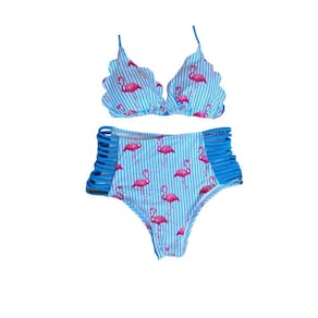 Biquíni Cortininha Hot Pant Flamingo Com Tiras Laterais