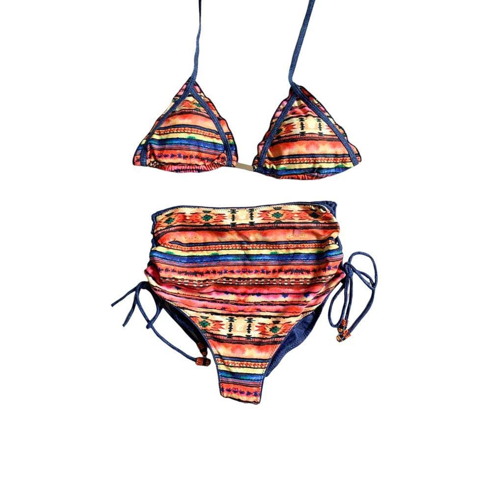 Biquíni Cortininha com Calcinha Cintura Alta