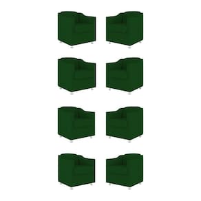 Kit 08 Cadeiras Poltronas Decorativas Sala De Espera Clinica Tecido Cor:verde