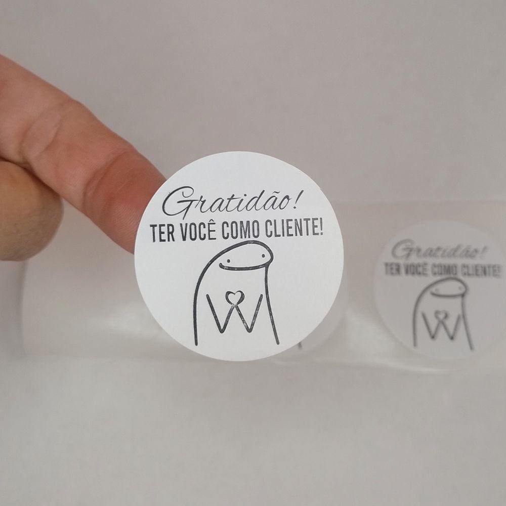 500 Adesivo Flork, gratidão ter você como cliente 4 cm
