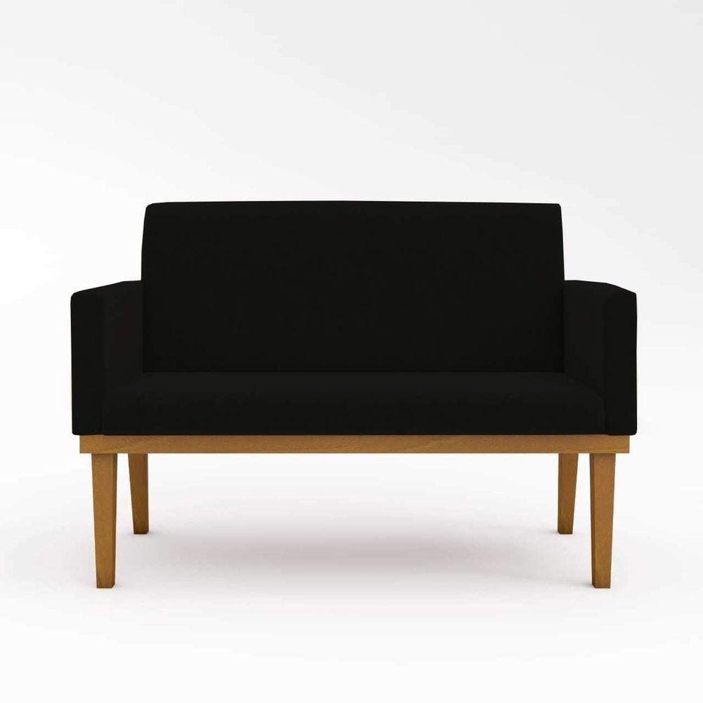 Kit Sofá Namoradeira + Poltrona Reforçada ? Sala De Estar Cor:preto