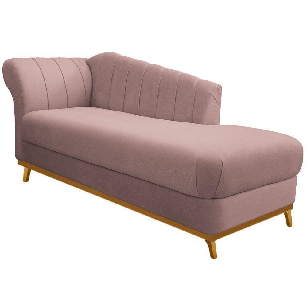 Diva Recamier Vanessa 160cm Lado Direito Linho - Doce Sonho Móveis Cor Rosê