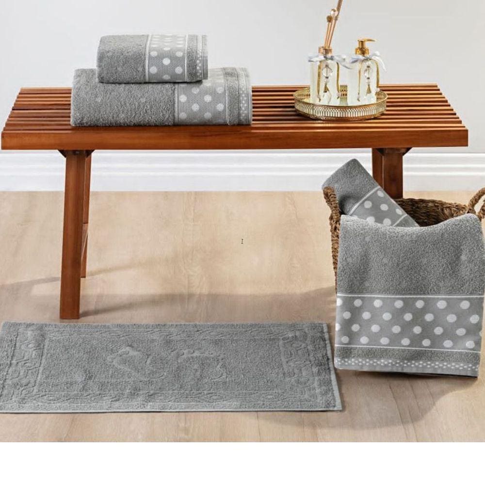 Jogo Toalha Banho Rosto 5 peças  100% Algodão Gigante Peti Poá