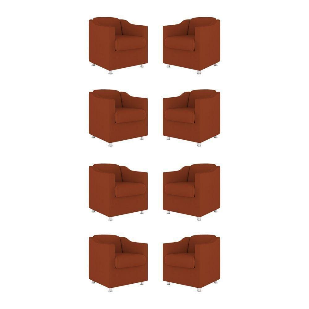 Kit 8 Poltronas Tilla Decorativas Consultório Sala Tecido Cor:terracota