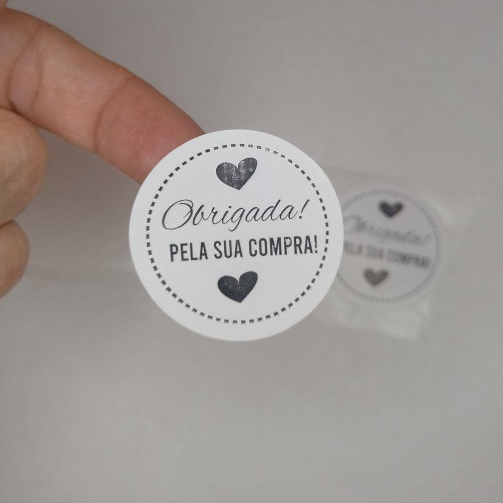 100 Adesivo Obrigada pela compra 4 cm