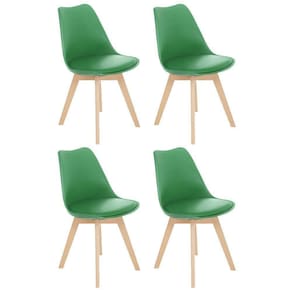 Kit 4 Cadeiras Jantar Cozinha Leda Eames Com Assento Estofado Verde Bandeira