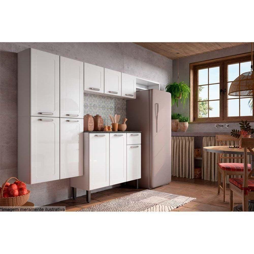 Cozinha Modulada Completa 4pçs Armário Balcão Paneleiro Complemento C4P9 Branco - Bertolini