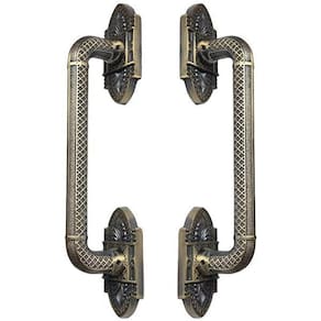 Puxador Duplo Petrus 350mm Bronze Antigo Porta Pivotante