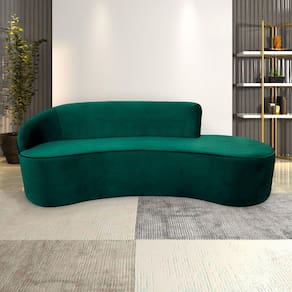 Sofá Decorativo 3 Lugares 210Cm Abby Encosto Esquerdo Curvo Veludo Verde G15 - Gran Belo