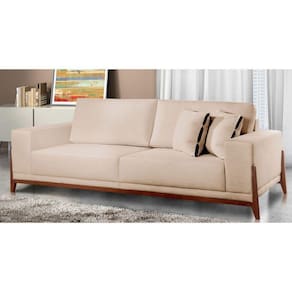 Sofá Fixo Magnus 3 Lugares Luxo 190cm Castellar Móbile Bege Claro
